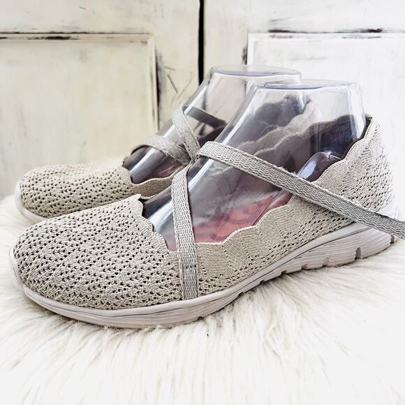 Skechers Air Cooled Light Gray Memory Foam Lightweight Lacy Walking Shoes Size 8 - Picture 1 of 8